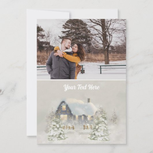 郷土色豊かなクリスマスの小屋 冬至の木立 シーズンカード (正面)