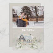 郷土色豊かなクリスマスの小屋 冬至の木立 シーズンカード (正面/裏面)