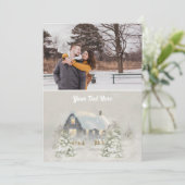 郷土色豊かなクリスマスの小屋 冬至の木立 シーズンカード (スタンド正面)