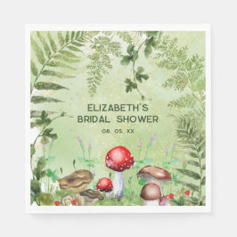 郷土色豊かな森の緑、きのこ、菌類、フェルン スタンダードランチョンナプキン