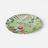 郷土色豊かな森の緑、きのこ、菌類、フェルン ペーパープレート (アングル)