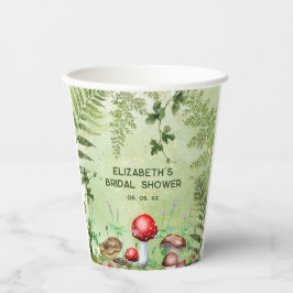 郷土色豊かな森の緑、きのこ、菌類、フェルン 紙コップ