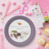 郷愁の秋の落ち葉 水彩画 感謝祭 ペーパープレート (パーティー)