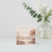 郷愁の秋　湖　山　黄金のフレーム スクエア名刺 (スタンド正面)