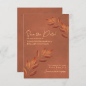 郷愁の葉 ロスティック テラコッタ ウェディング セーブザデート (正面/裏面)