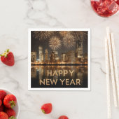 都会に花火を打ち上げる「新年おめでとう」 スタンダードカクテルナプキン (インサイチュ)