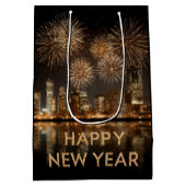 都会に花火を打ち上げる「新年おめでとう」 ミディアムペーパーバッグ (裏面)