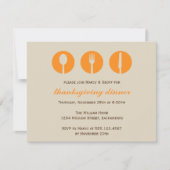 都会のディナーパーティーオレンジの道具感謝祭 招待状 (正面)