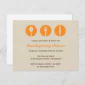 都会のディナーパーティーオレンジの道具感謝祭 招待状 (正面/裏面)