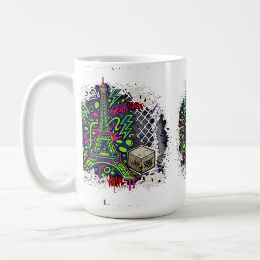 都会のネオン graffiti エッフェル塔 コーヒーマグカップ (左)
