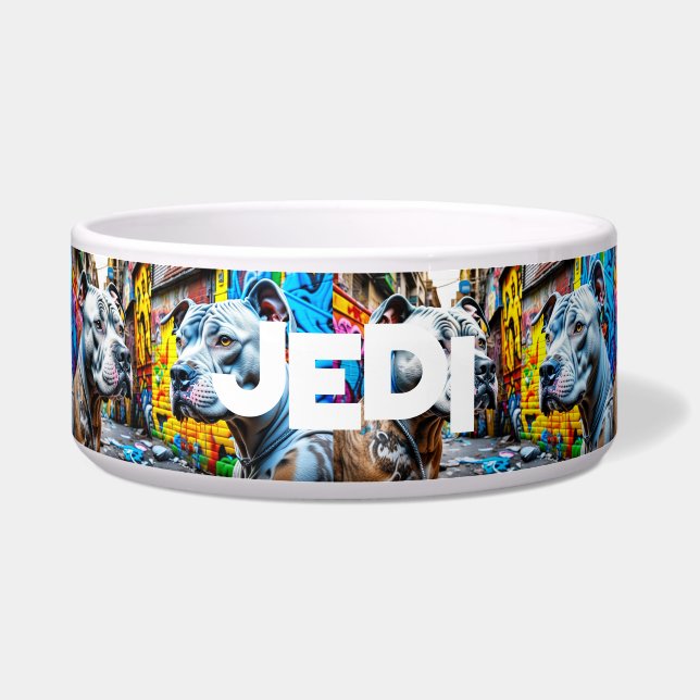 都会のピットブルシティー グラフィティ ストリートアート オーダーメイド ボウル (正面)