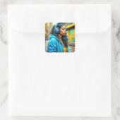 都会の中で美しいラテン系の少女 スクエアシール (バッグ)