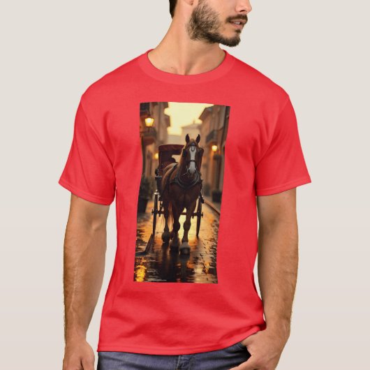 都会の少女と馬 Tシャツ (正面)