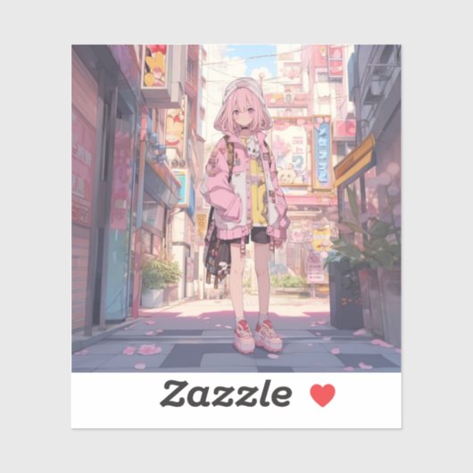 都会の桜色/Urban Pink Seal | 東京娘 GenerartiveAI シール (シート)