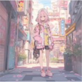 都会の桜色/Urban Pink Seal | 東京娘 GenerartiveAI シール (正面)