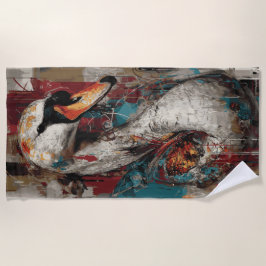 都会の白鳥のグラフィティアート モナーク蝶付き ビーチタオル