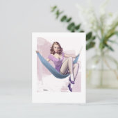 都会の背景を持つピンアップの少女 ポストカード (スタンド正面)