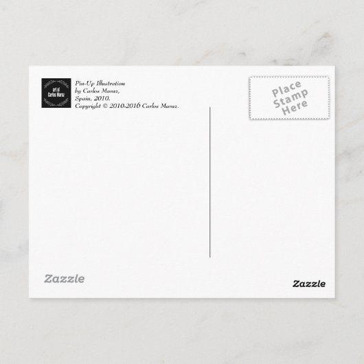 都会の背景を持つピンアップの少女 ポストカード (裏面)