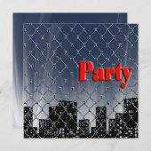 都会の誕生日パーティー招待状 招待状 (正面/裏面)