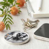 都会の闇の妖精ファンタジー未来的なゴシックの街 キーホルダー (側面)