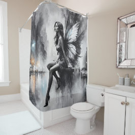 都会の闇の妖精ファンタジー未来的なゴシックの街 シャワーカーテン