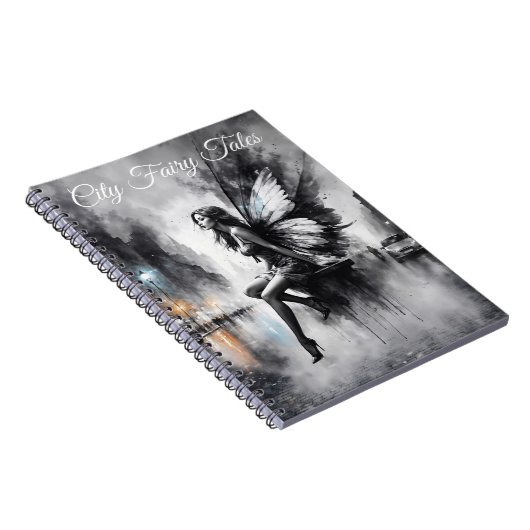 都会の闇の妖精ファンタジー未来的なゴシックの街 ノートブック (右側)