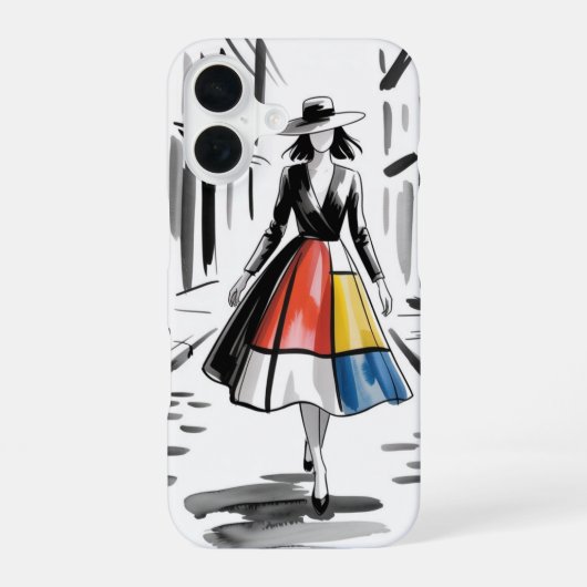 都会的なおしゃれアート iPhone 16ケース (裏面)
