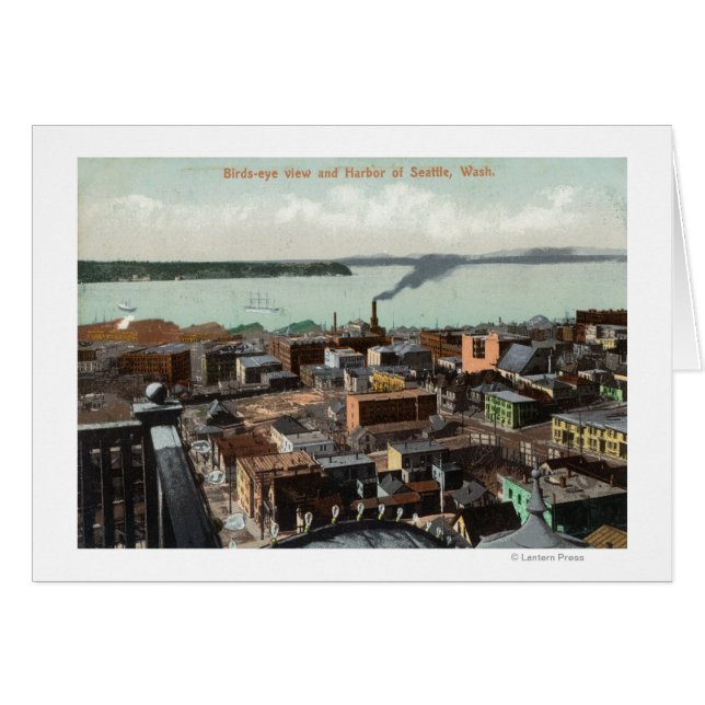 都市と港の空中表示 (正面横)