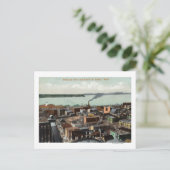 都市と港の空中表示 ポストカード (スタンド正面)