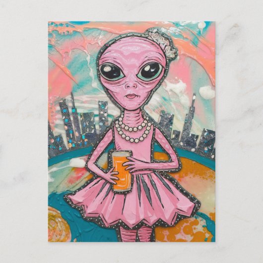 都市のエイリアンオレンジジュース ポストカード (正面)