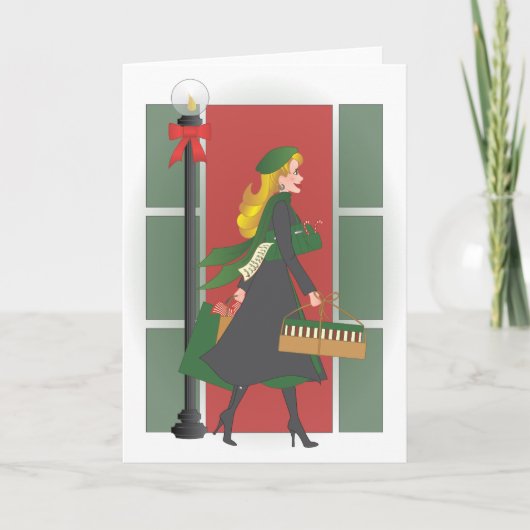 都市のクリスマスのショッピング シーズンカード (正面)