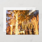 都市のクリスマスを焼くシャンペンガラス シーズンポストカード (正面/裏面)