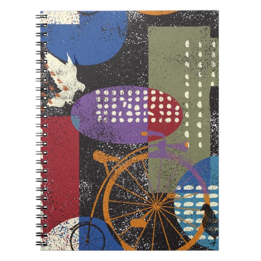 都市のグランジ抽象芸術、シームレスなヴィンテージパターン。 ノートブック (正面)