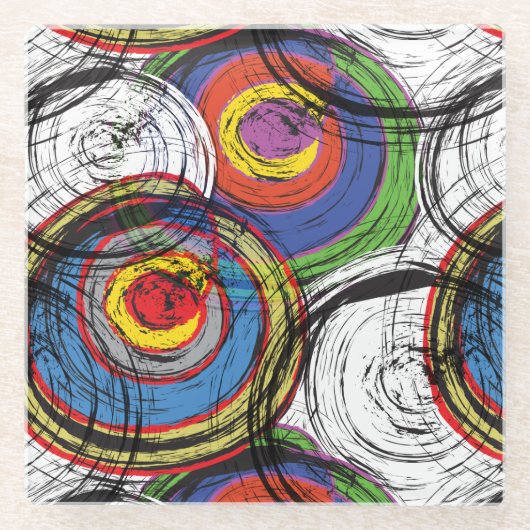 都市のグランジ渦 ガラスコースター (正面)