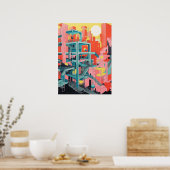 都市のステップ：都市を通る万華鏡の旅 ポスター (キッチン)