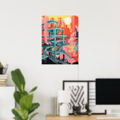 都市のステップ：都市を通る万華鏡の旅 ポスター (ホームオフィス)