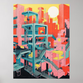 都市のステップ：都市を通る万華鏡の旅 ポスター