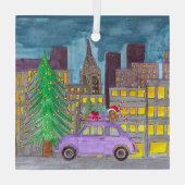 都市のフィアット500カスタマイズ可能 ガラスオーナメント (裏面)