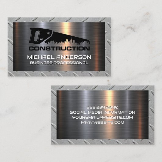 都市のロゴの表示 |スチールメタル建築 名刺 (正面/裏面)