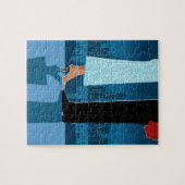 都市のロマンチックなカップル ジグソーパズル (横)