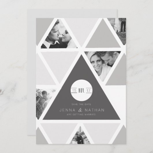 都市の三角形オーバーレイ |日付モダンの保存 セーブザデート (正面/裏面)