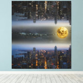 都市の上下のファンタジー景観 キャンバスプリント (インサイチュ (ウッドフロア))