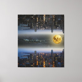 都市の上下のファンタジー景観 キャンバスプリント