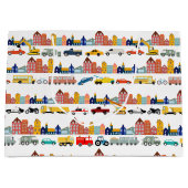 都市の交通機関の乗り物 トラック 車 子ども ラージペーパーバッグ (正面)