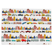 都市の交通機関の乗り物 トラック 車 子ども ラージペーパーバッグ (裏面)