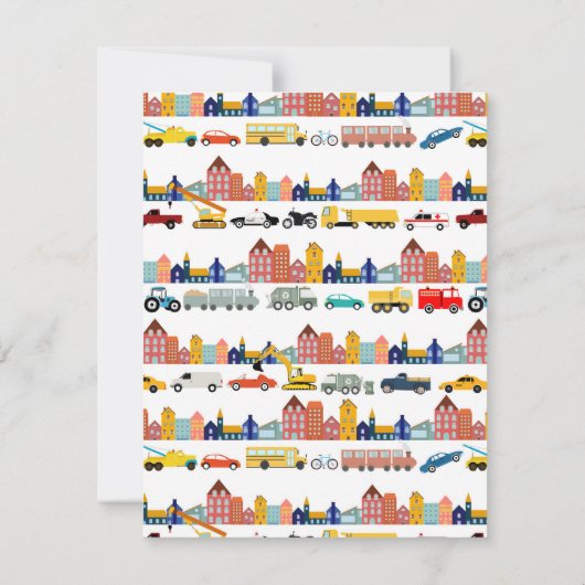 都市の交通機関 乗り物 トラック 車 子ども サンキューカード (裏面)