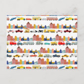 都市の交通機関 乗り物 トラック 車 子ども ポストカード (正面)