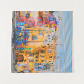 都市の塗装，油，風景，町，抽象芸術，アーチ タペストリー (正面(横))