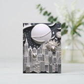 都市の夜景の背景 ポストカード (スタンド正面)