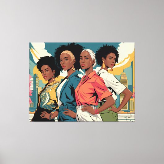 都市の女性に力を与えるファッション キャンバスプリント (正面)